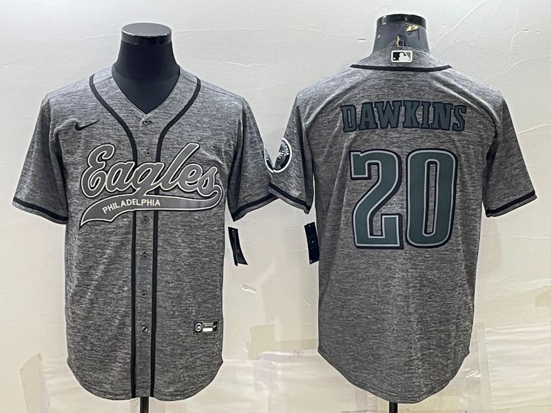 Men Philadelphia Eagles #20 Dawkins Grey hemp ash 2022 Nike Co branded NFL Jersey